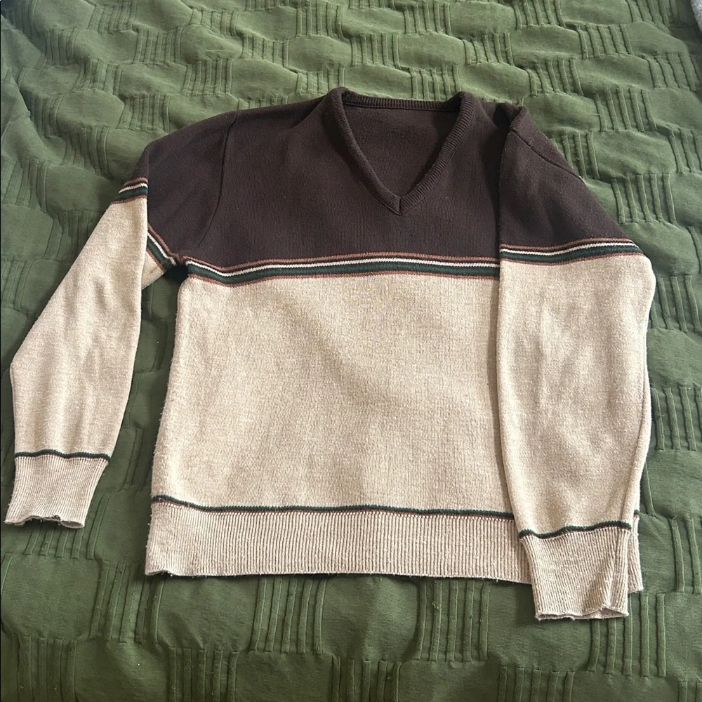 Vintage 70s Retro Eclectic Grandpa V-Neck Sweater